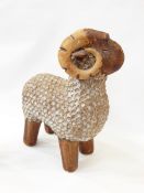 Sarah Daly stoneware ram with honeycomb-pattern coat,