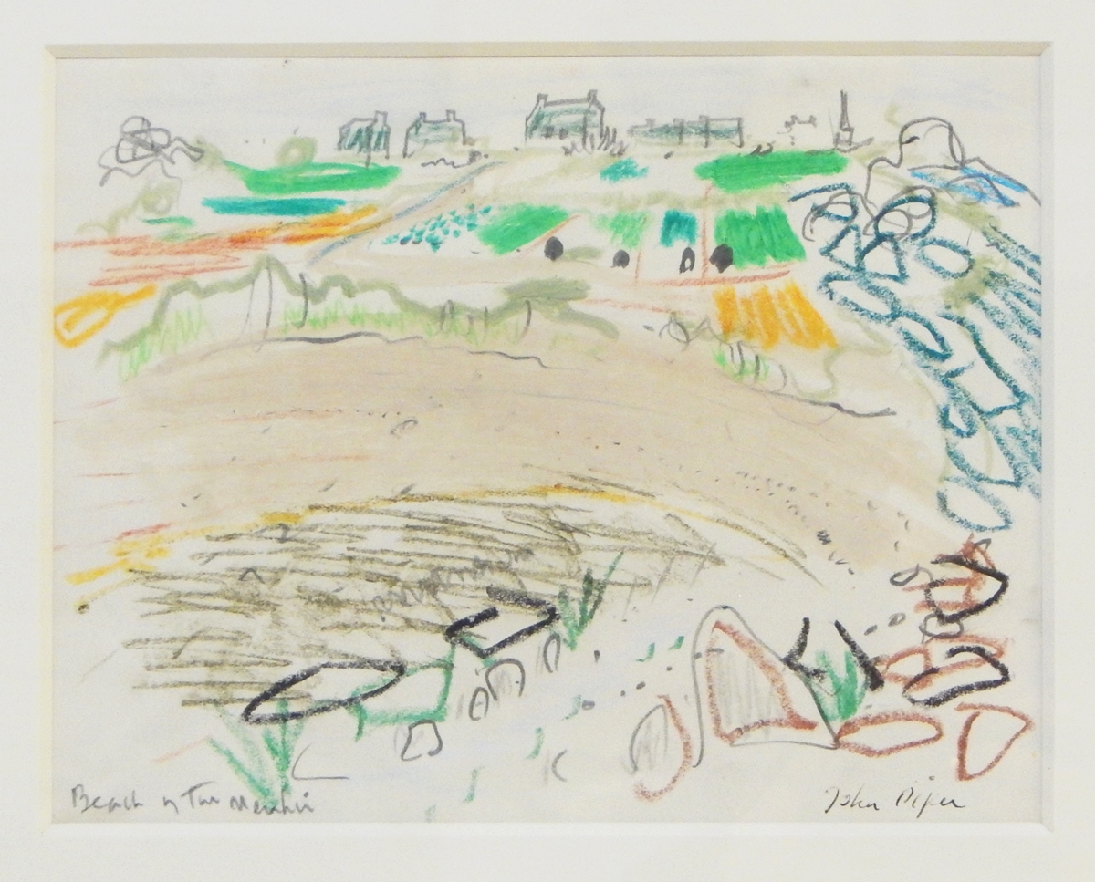 John Piper (1903-1992) Pastel/pencil "Beach at the Menhir", signed in pencil,