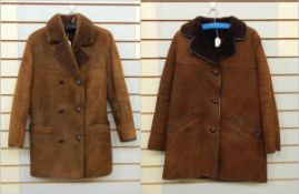 Two gent's brown sheepskin coats (2)