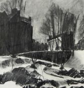 Unattributed Charcoal drawing "Winter Landscape",