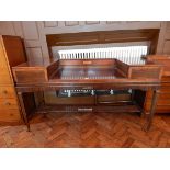 A mahogany dressing table converted from a spinet, two drawers, undershelf,