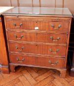 A Georgian style mahogany bachelors chest with brushing slide, four long graduated drawers,