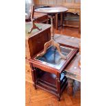 A nest of three occasional tables, with plate glass panels,