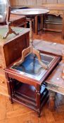 A nest of three occasional tables, with plate glass panels,