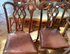 Six late 19th/early 20th century reproduction mahogany Georgian style dining chairs with carved and