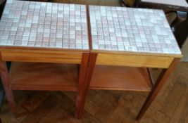 A pair of side tables with tile-tops,