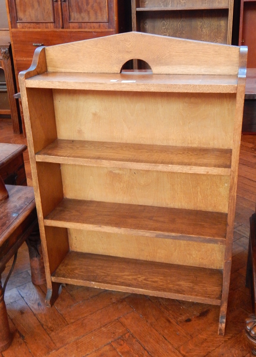 Twentieth century oak open bookcase of four shelves,