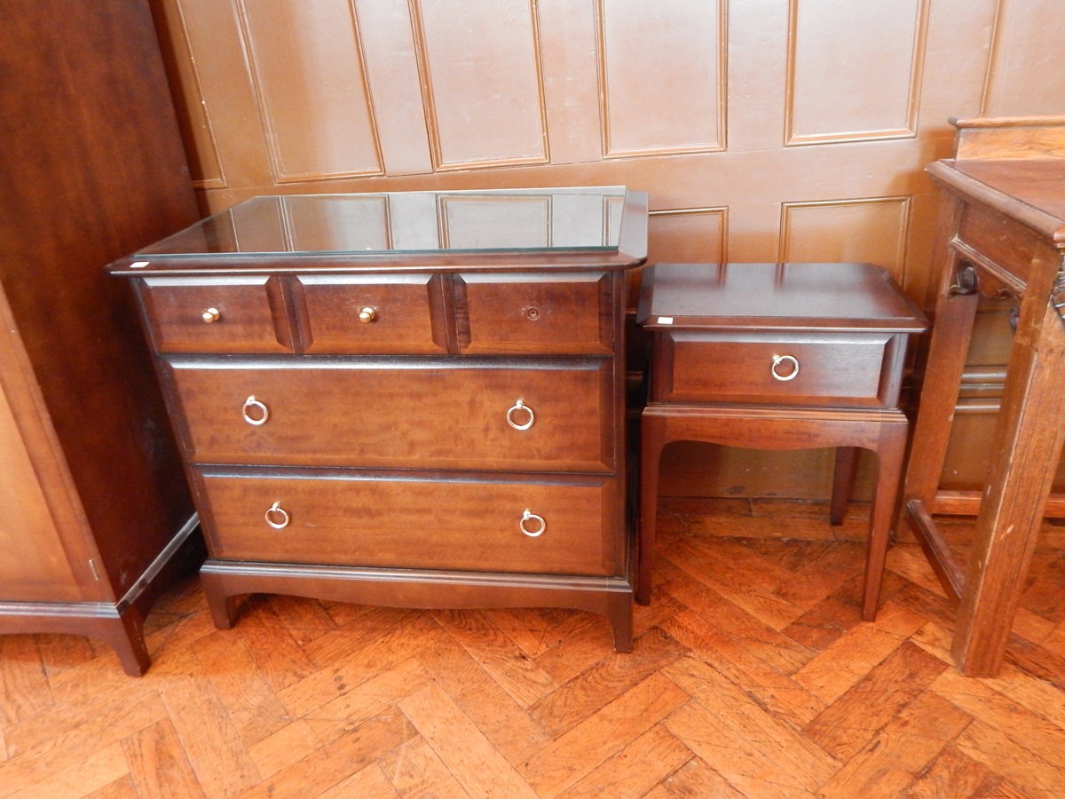 A Stag wardrobe with pair of doors enclosing shelves and hanging space together with a matching - Image 2 of 2