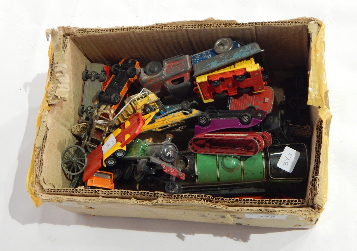 Quantity Dinky and other diecast vehicles, tinplate clockwork lorry, Hornby tinplate loco, etc.