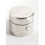 An Edwardian silver travelling inkwell of plain cylindrical form,