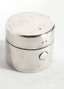 An Edwardian silver travelling inkwell of plain cylindrical form,