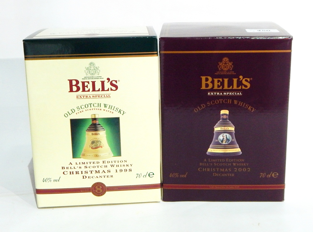 Bells Whiskey decanters Christmas 1992, 1998, 2001,