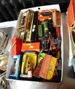 Quantity of Hornby '00' gauge engines and '0' gauge tin plate banana wagon etc.