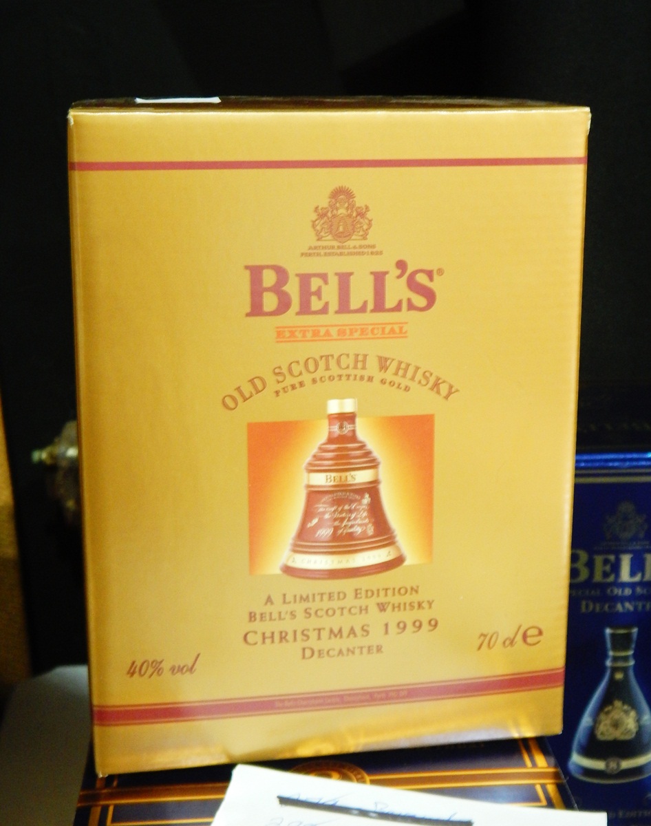 Bells Christmas decanters 1995, 1999,