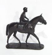 A bronzed-effect model of a horse and jockey, the base inscribed "Ista 1978 No.