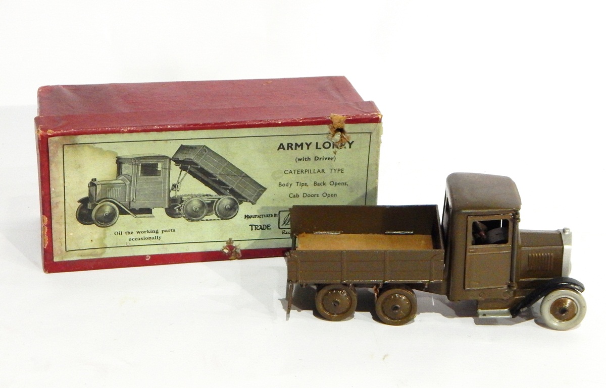 Britains army lorry with driver, caterpillar type,