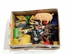 Various diecast figures, building blocks, etc.