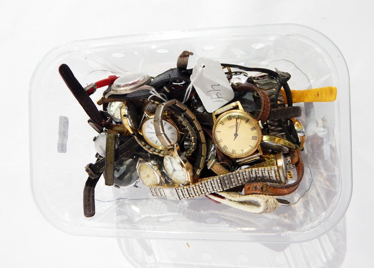 A quantity of watches including a lady's Tissot gold-coloured strap watch,