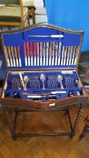 A canteen of silver plate cutlery, with 12 place settings, Sheffield, contained in a table canteen,