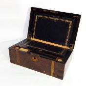 A Victorian burr walnut travelling writing box