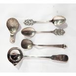 A silver jam spoon by Anthony Hawksley, London 1992, a George III Irish silver soup ladle,