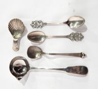 A silver jam spoon by Anthony Hawksley, London 1992, a George III Irish silver soup ladle,