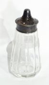 A sugar sifter with glass body and silver mounts