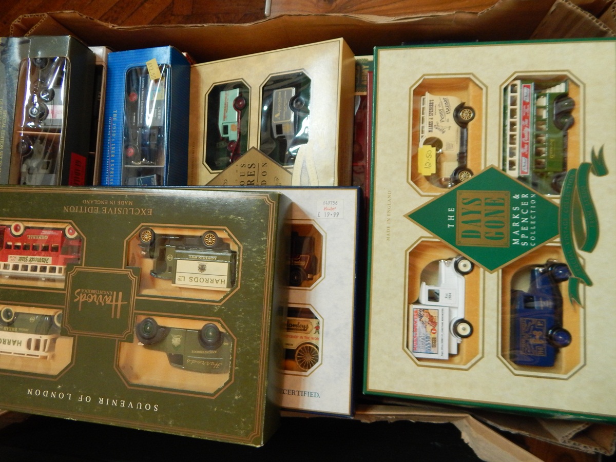 A collection of boxed Harrods and other Days Gone By cars and others