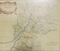 Handcoloured engraved map of Gloucestershire by Robert Morden