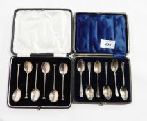 A cased set of six silver rat tail coffee spoons,