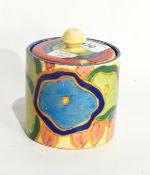 Clarice Cliff 'Bizarre Blue Chintz' preserve pot and cover,