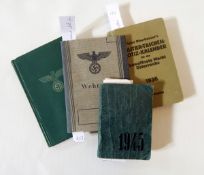 W.W. II, Small hand written German diary,1944,another,1945. Two German letters, dated 1915 and 1916.