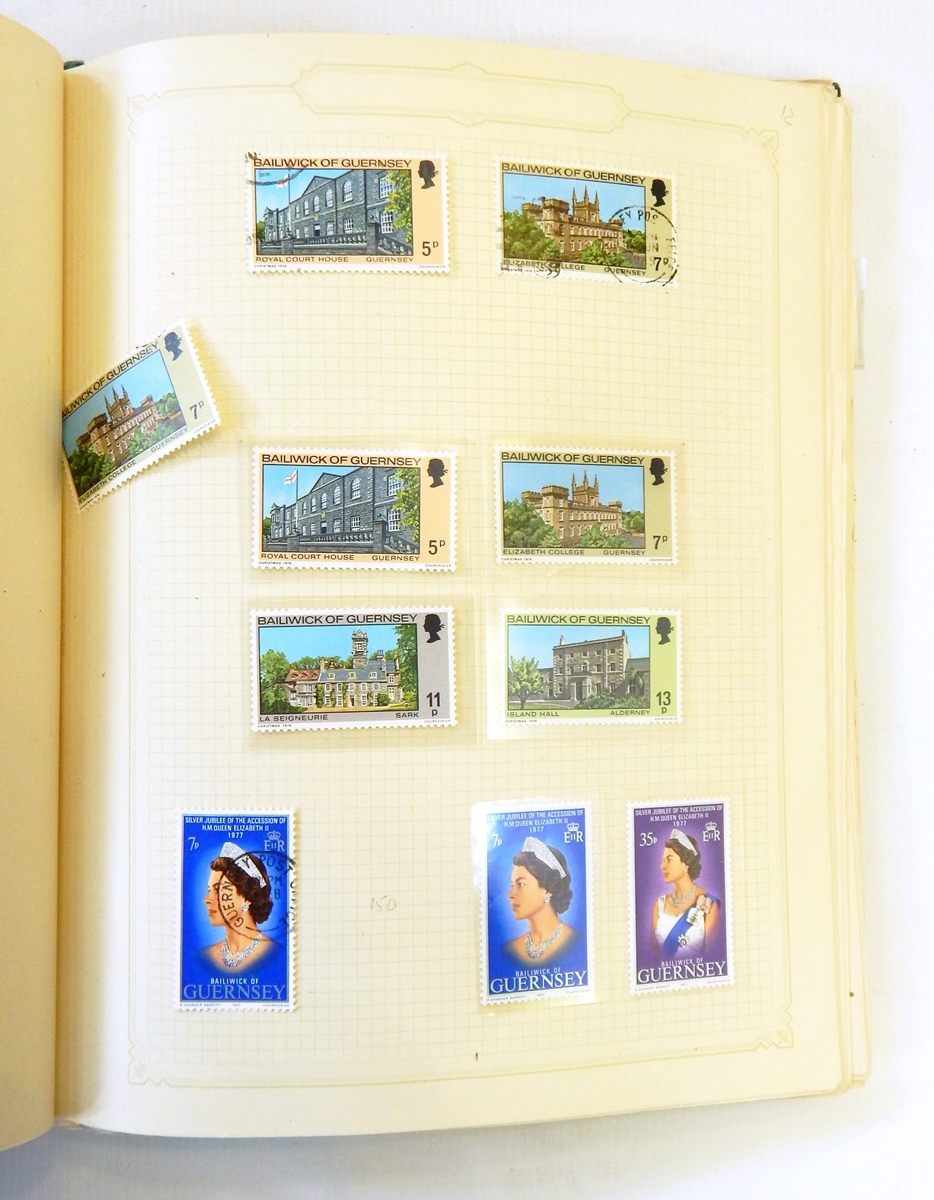 Eight albums and a small box of Channel Island mint and used stamps, 60th birthday Queen's album,