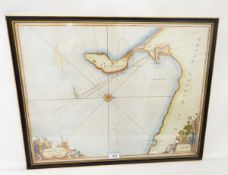 Captain G Collins Handcoloured engraved map Portland Bill,