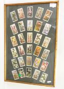 Five framed cigarette card sets, various,