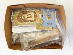 A quantity of Victorian and other Valetine postcards, scrap cards, four fan-shaped cards, greetings,