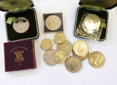 A small quantity of commemorative coins including a Festival of Britain crown, Churchill examples,