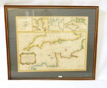 Handcoloured engraved map "A Correct Chart of the English Channel...