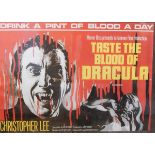 A 1970's film poster "Taste the Blood of Dracula" starring Christopher Lee,