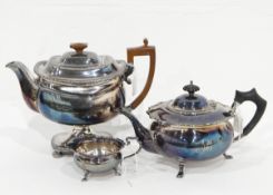 A quantity of silver plate to include pedestal teapot, further teapot,