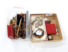 A Charles Starling London gold plated pair cased watch (damaged), quantity silver pendant fobs,