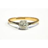 18ct gold and diamond solitaire ring, the stone approx. 0.
