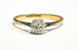 18ct gold and diamond solitaire ring, the stone approx. 0.