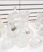 A quantity of cut glass to include lidded punch bowl of tapering form,