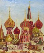 Oil on board St Basil's Red Square,