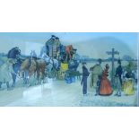 Coaching prints after the originals including chromolithograph "Christmas Eve" in oak frame (4)