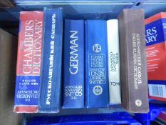 A quantity of books including language dictionaries, etc.