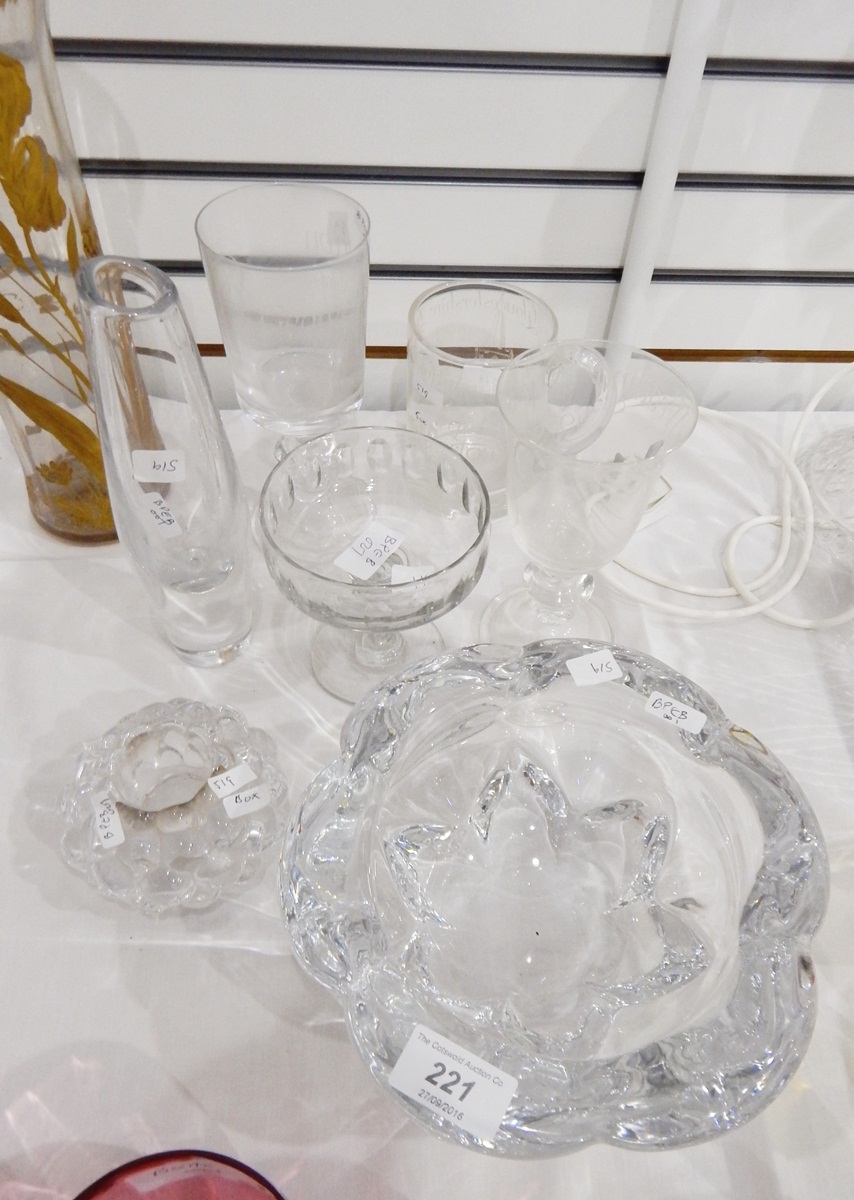 A quantity of glassware to include heavily moulded bowl,