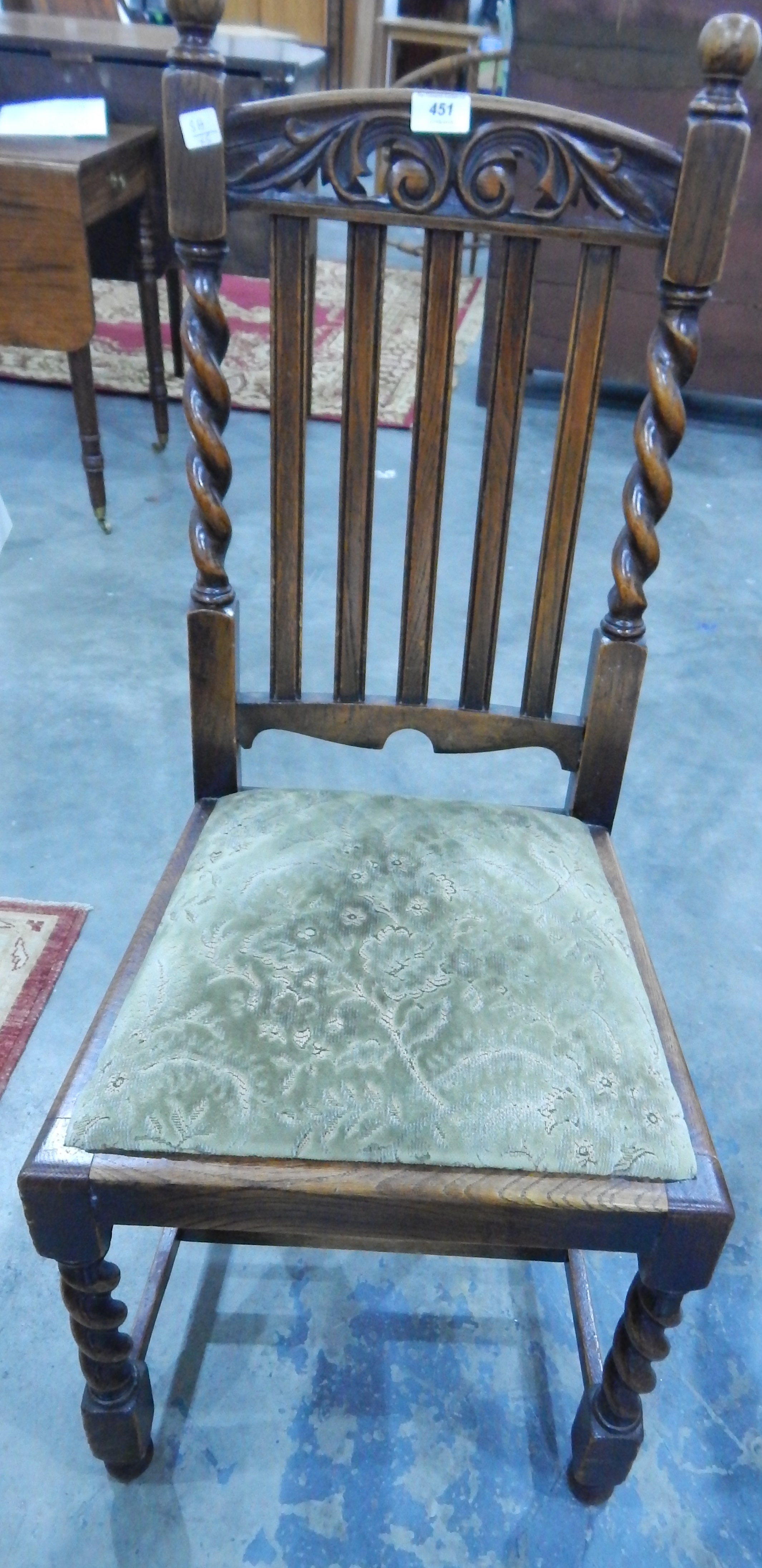 Three oak framed dining chairs with carved crest rails, - Image 2 of 2
