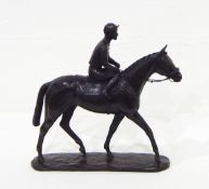 A bronzed-effect model of a horse and jockey, the base inscribed "Ista 1978 No.